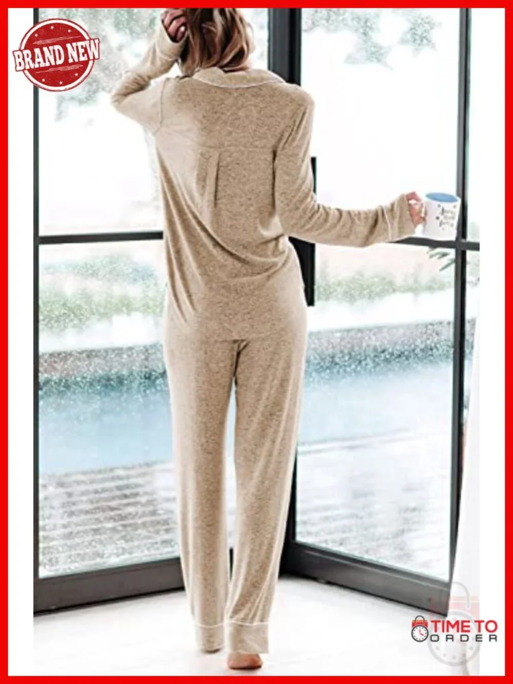 Women's Long Sleeve Button Down Pajama Sets Soft Modal Jersey Lounge Set